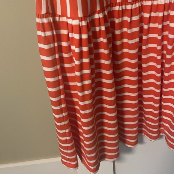 Boden Emma Tiered Jersey Midi T-Shirt Dress Red/Orange & White US 8 - Picture 8 of 9
